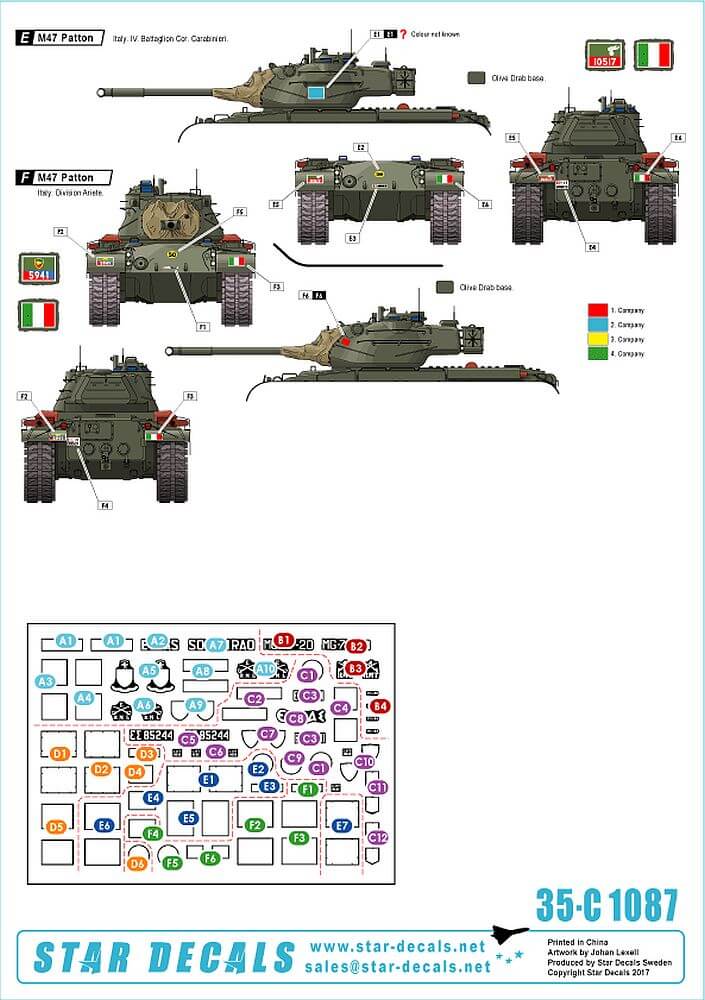 1:35 M47 Patton # 3. Nato South 35-C1087 Star Decals