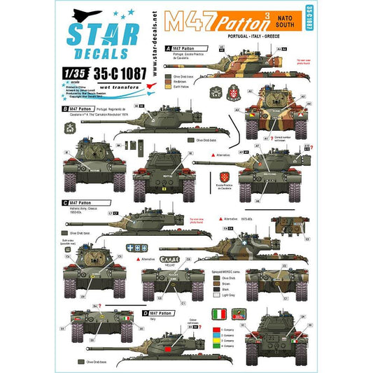 1:35 M47 Patton # 3. Nato South 35-C1087 Star Decals