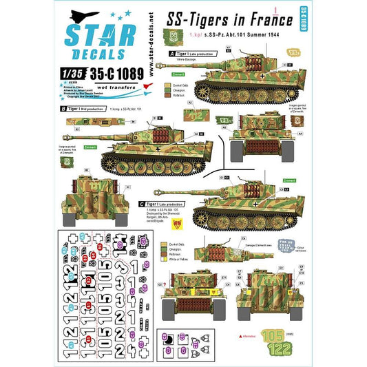 1:35 SS-Tigers in France # 1 35-C1089 Star Decals