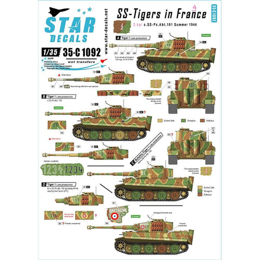 1:35 SS-Tigers in France # 4. 35-C1092 Star Decals