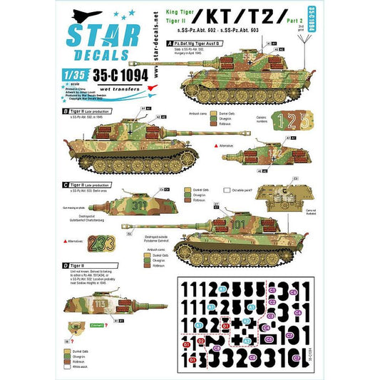 1:35 King Tiger / Tiger II # 2. 35-C1094 Star Decals