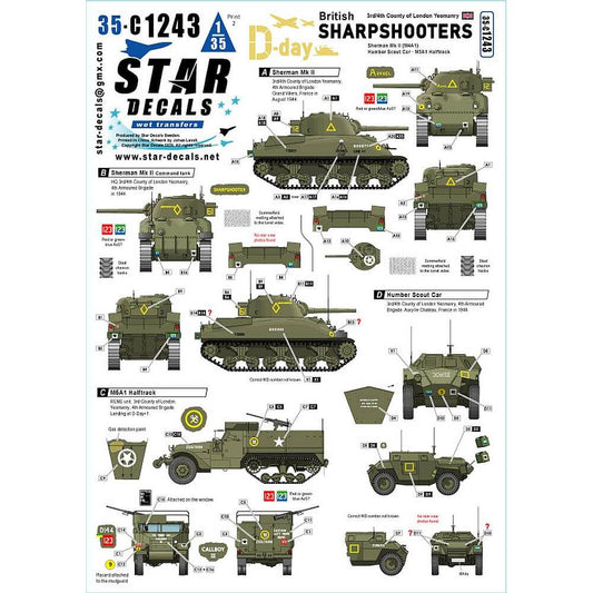 1:35 British Sharpshooters. 75th D-Day Special 35-C1243 Star Decals