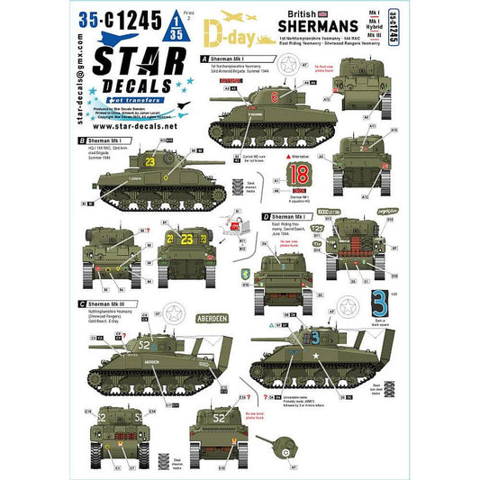 1:35 British Shermans. 75th D-Day Special 35-C1245 Star Decals