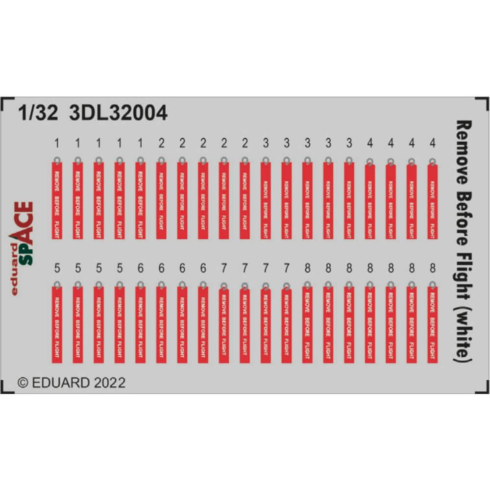 1:32 Remove Before Flight (white) SPACE Decals 3DL32004 Eduard