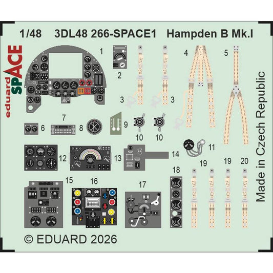 1:48 Handley Page Hampden B Mk.I SPACE 3DL48266 for ICM Eduard