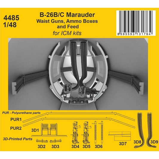 1:48 B-26B/C Marauder Waist Guns, Ammo Boxes and Feed 4485 CMK Kits