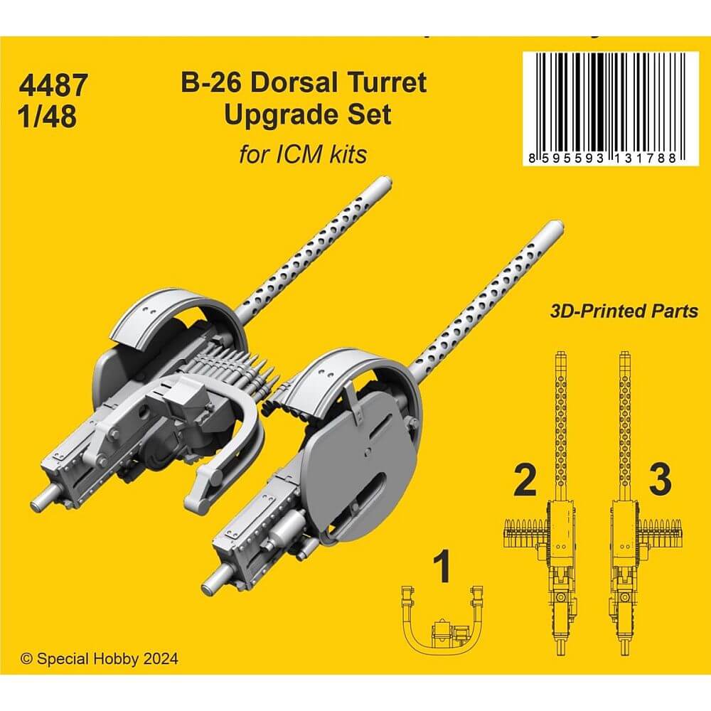 1:48 B-26 Dorsal Turret Upgrade Set for ICM 4487 CMK Kits