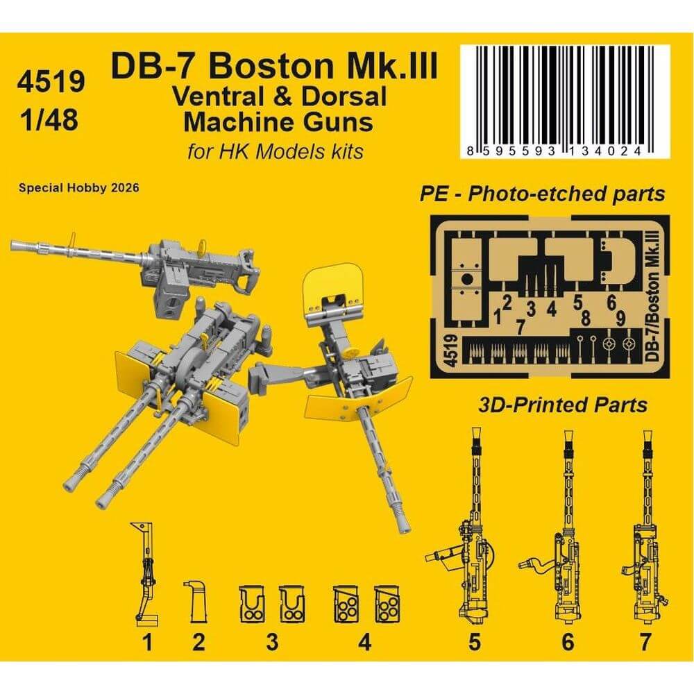 1:48 DB-7 Boston Mk.III Ventral & Dorsal Machine Guns for HK Models 4519 CMK
