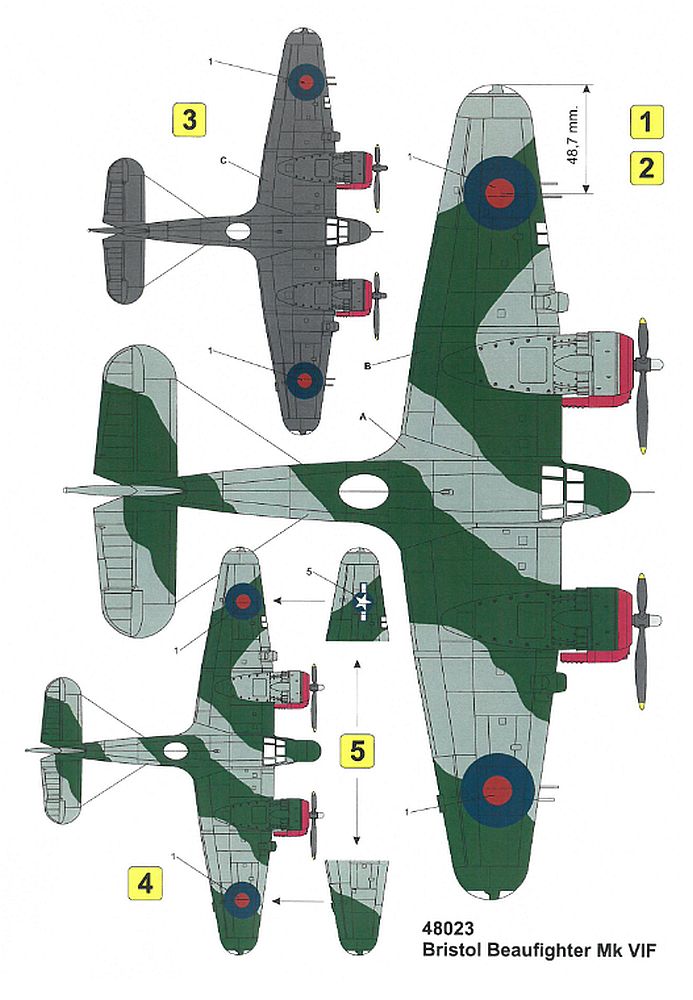 1:48 Bristol Beaufighter Mk.VIF 48023 Techmod Decals