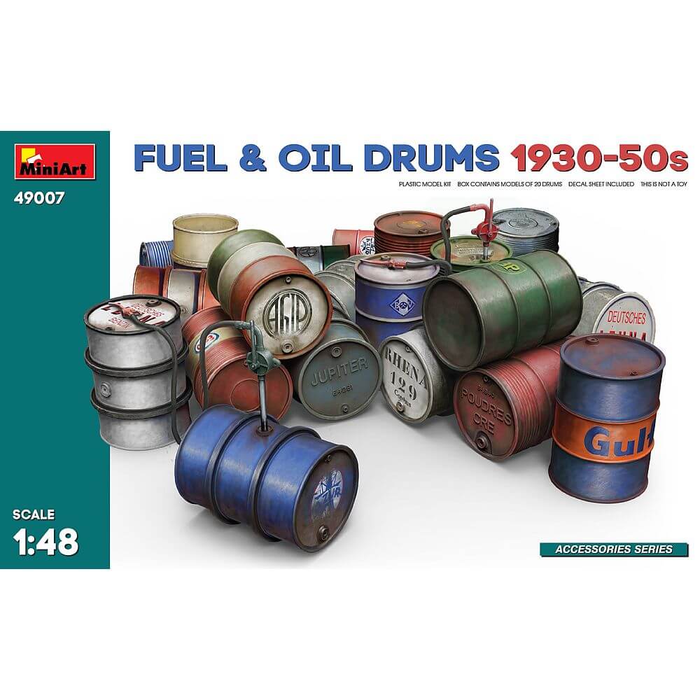1:48 Fuel & Oil Drums 1930-50s 49007 MiniArt