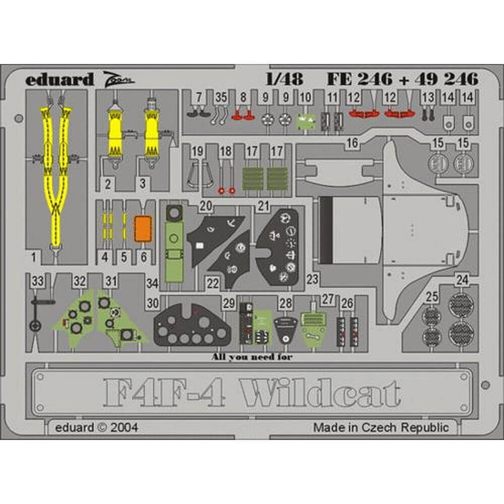 1:48 F4F-4 Wildcat Detail Set for Tamiya 49246 Eduard