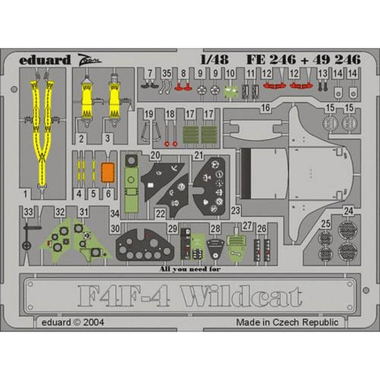 1:48 F4F-4 Wildcat Detail Set for Tamiya 49246 Eduard