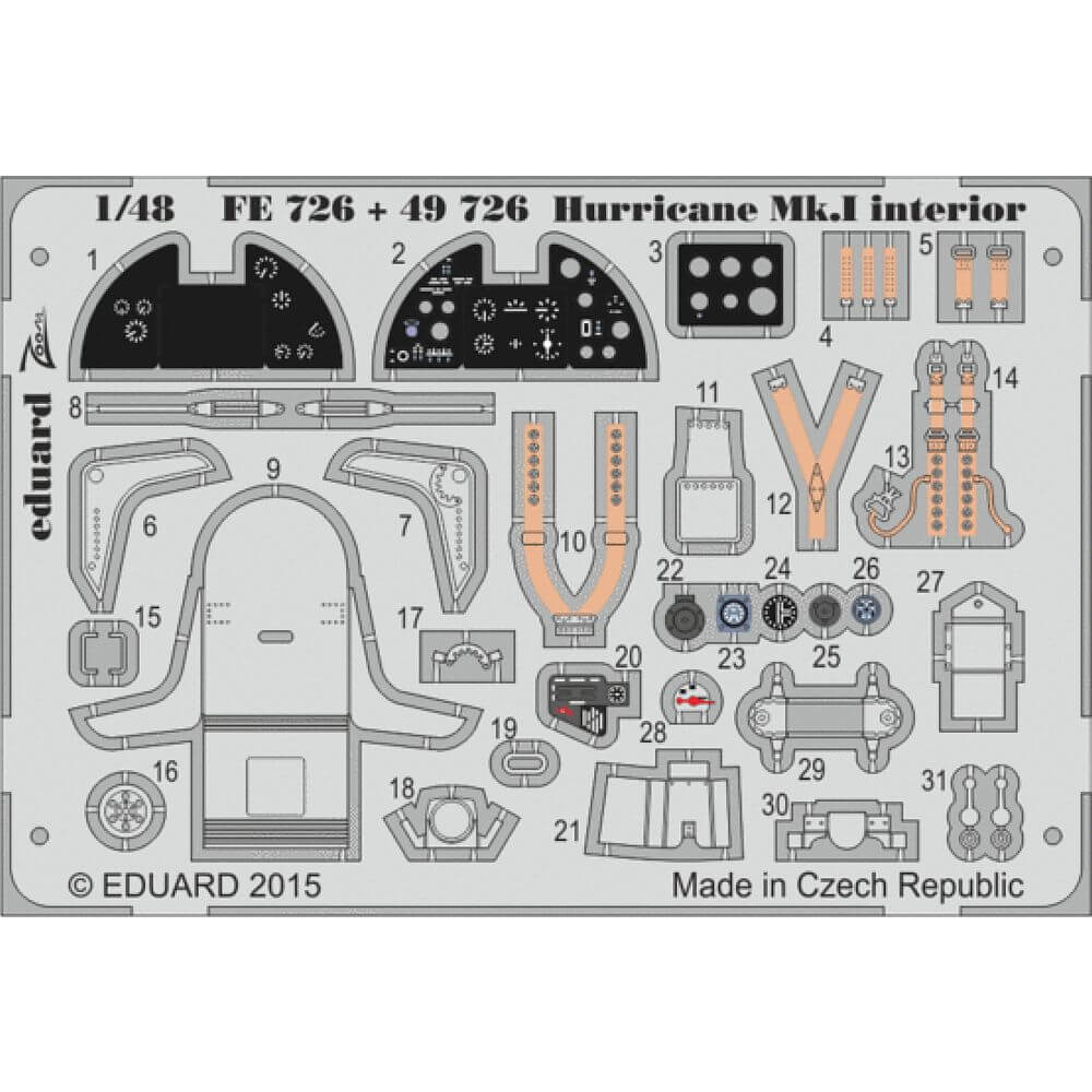 1:48 Hawker Hurricane Mk.I - PE Interior for Airfix 49726 Eduard