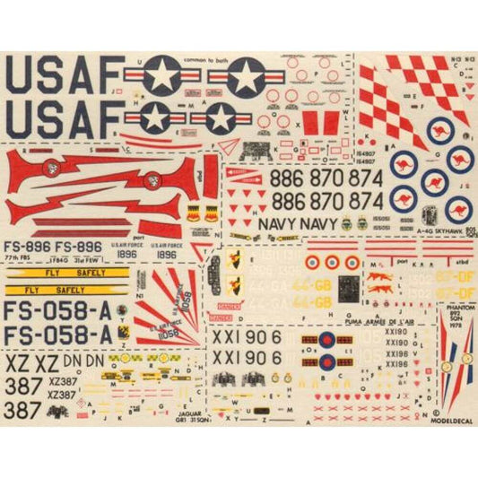1:72 F-84G Thunderjet, Hawk T1, Jaguar GR1, A-4G Skyhawk, Puma 50 Modeldecal