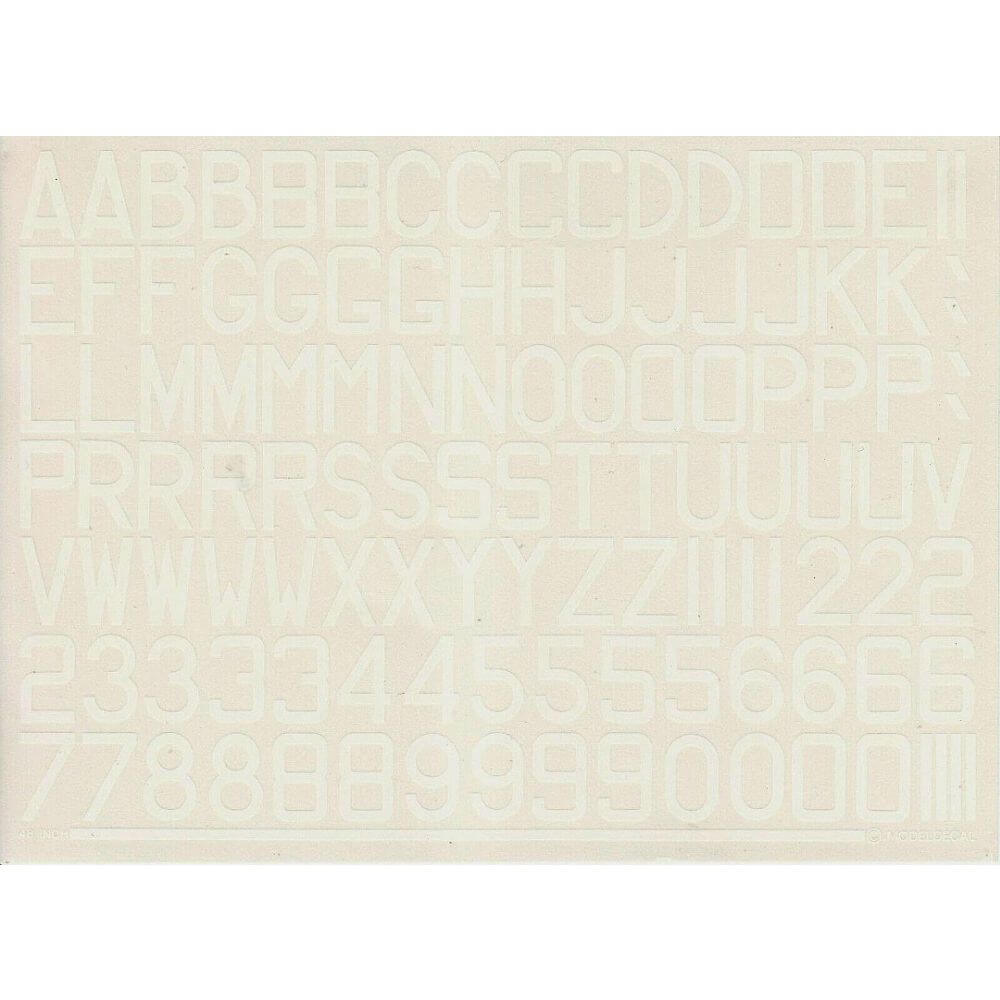 1:72 British Post War 48in. White Letters & Numerals No. 61 Modeldecal