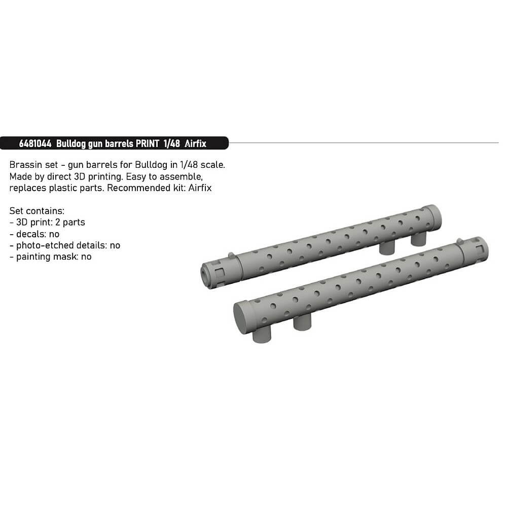 1:48 Bristol Bulldog Gun Barrels PRINT for Airfix 6481044 Eduard Brassin