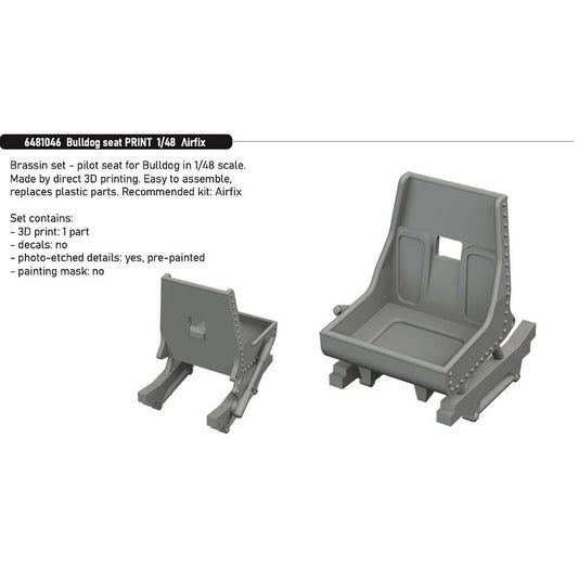 1:48 Bristol Bulldog Seat PRINT for Airfix 6481046 Eduard Brassin