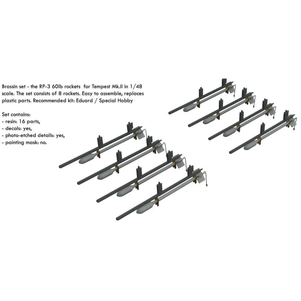 1:48 RP-3 60lb rockets for Hawker Tempest Mk.II 648641 Eduard Brassin