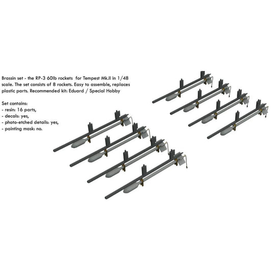 1:48 RP-3 60lb rockets for Hawker Tempest Mk.II 648641 Eduard Brassin