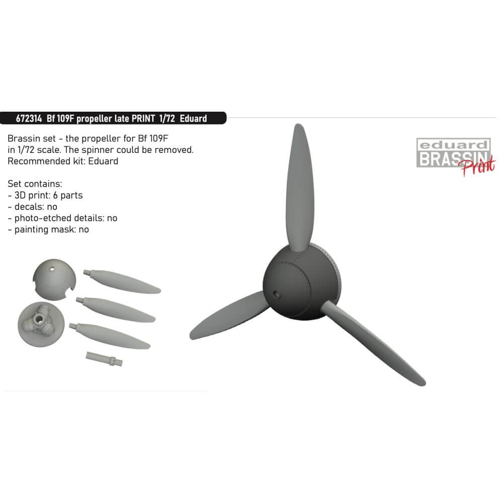1:72 Messerschmitt Bf 109F Propeller Late PRINT 672314 Eduard Brassin