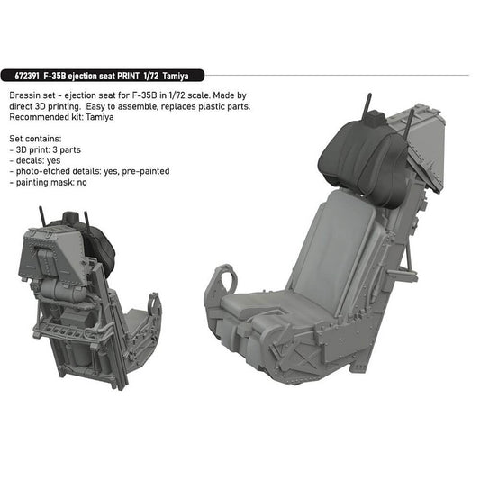 1:72 F-35B Ejection Seat PRINT for Tamiya 672391 Eduard Brassin