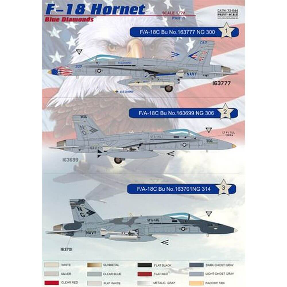 1:72 Blue Diamonds F-18 Hornet Part 1 72-044 Print Scale