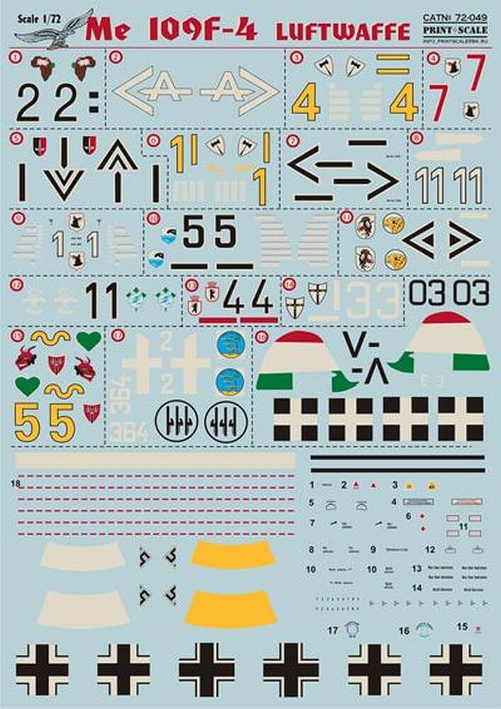 1:72 Messerchmitt Bf-109 F-4 Luftwaffe 72-049 Print Scale