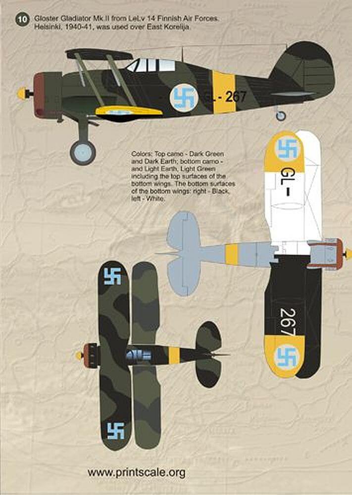 1:72 Gloster Gladiator 72-063 Print Scale