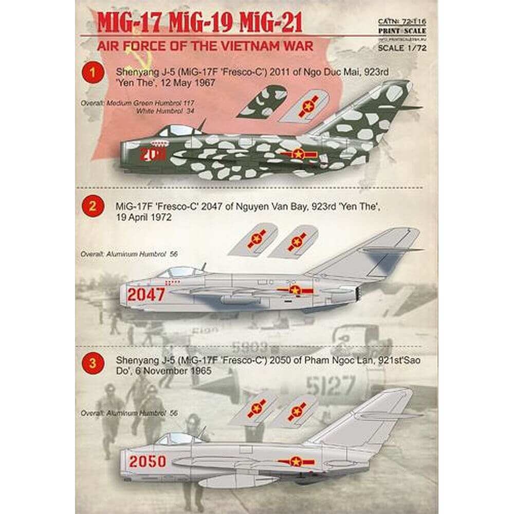 1:72 MiG-17, MiG-19, MiG-21 Vietnam War 72-116 Print Scale