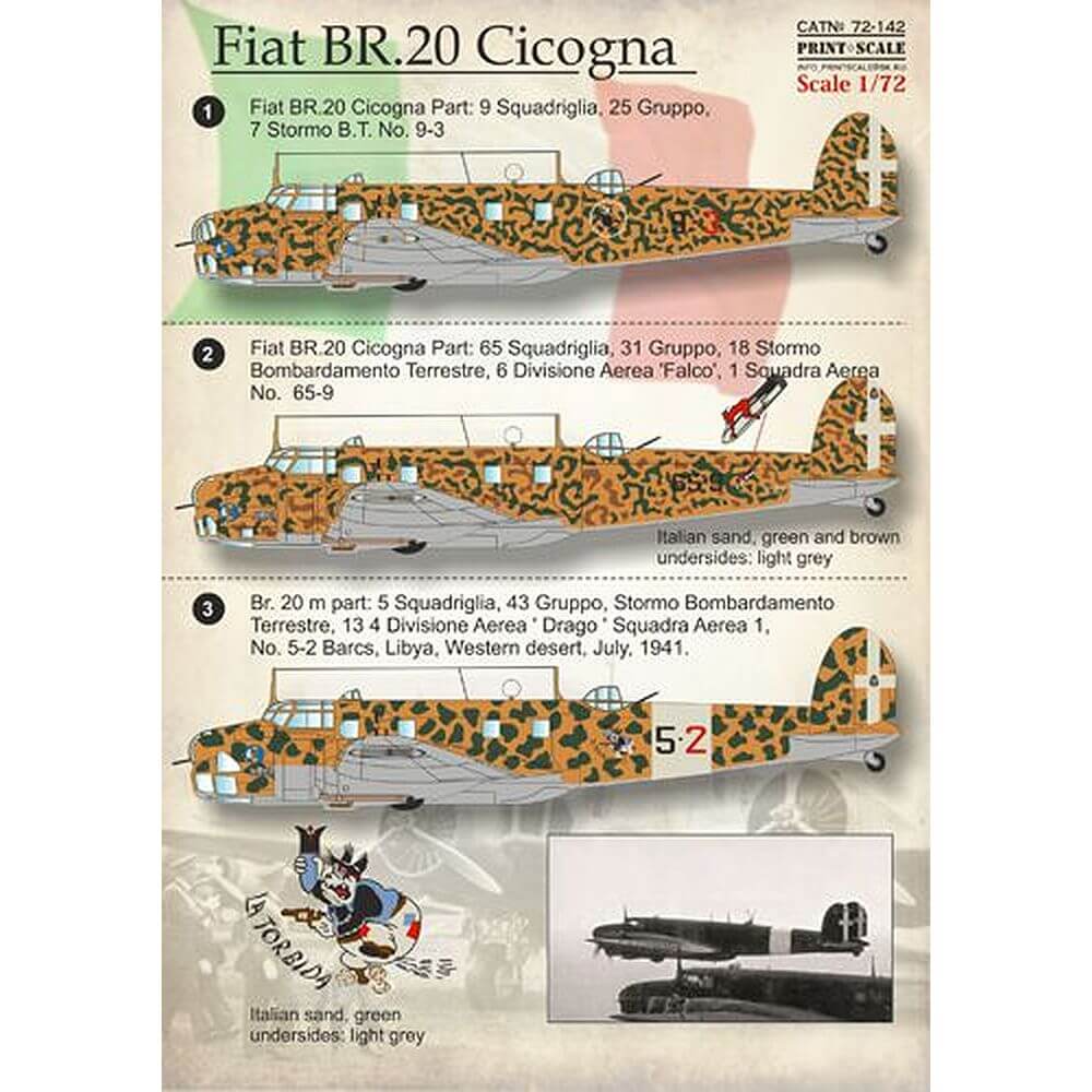 1:72 Fiat BR.20 Cicogna 72-142 Print Scale