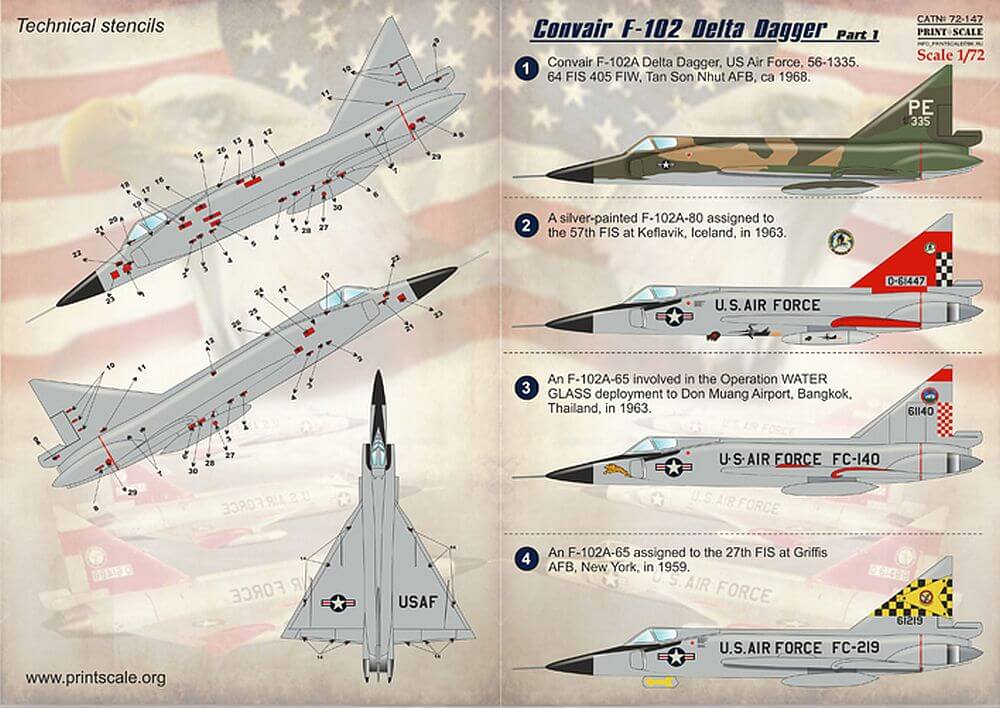 1:72 Convair F-102 Delta Dagger Part 1 72-147 Print Scale