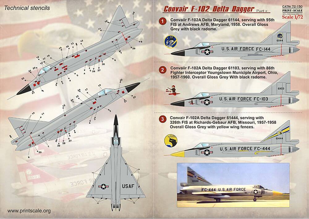 1:72 Convair F-102 Delta Dagger Part 1 72-150 Print Scale