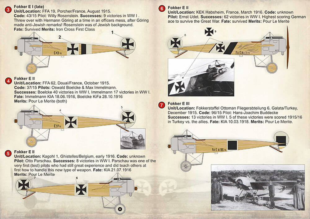 1:72 Focker Eindecker Aces Decals 72-213 Print Scale