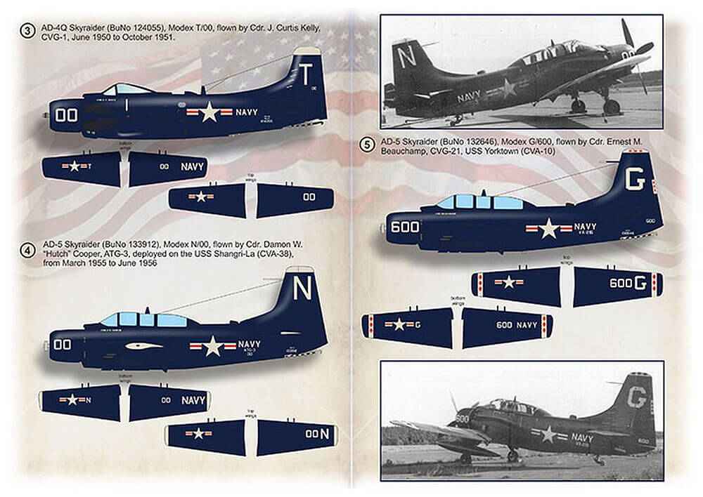 1:72 Blue CAG SPADS Carrier Air Group CO AD Skyraiders 72-432 Print Scale