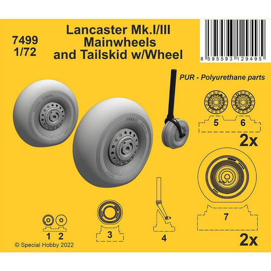 1:72 Lancaster Mk.I/III - Mainwheels & Tailwheel w/Wheel 7499 CMK Kits