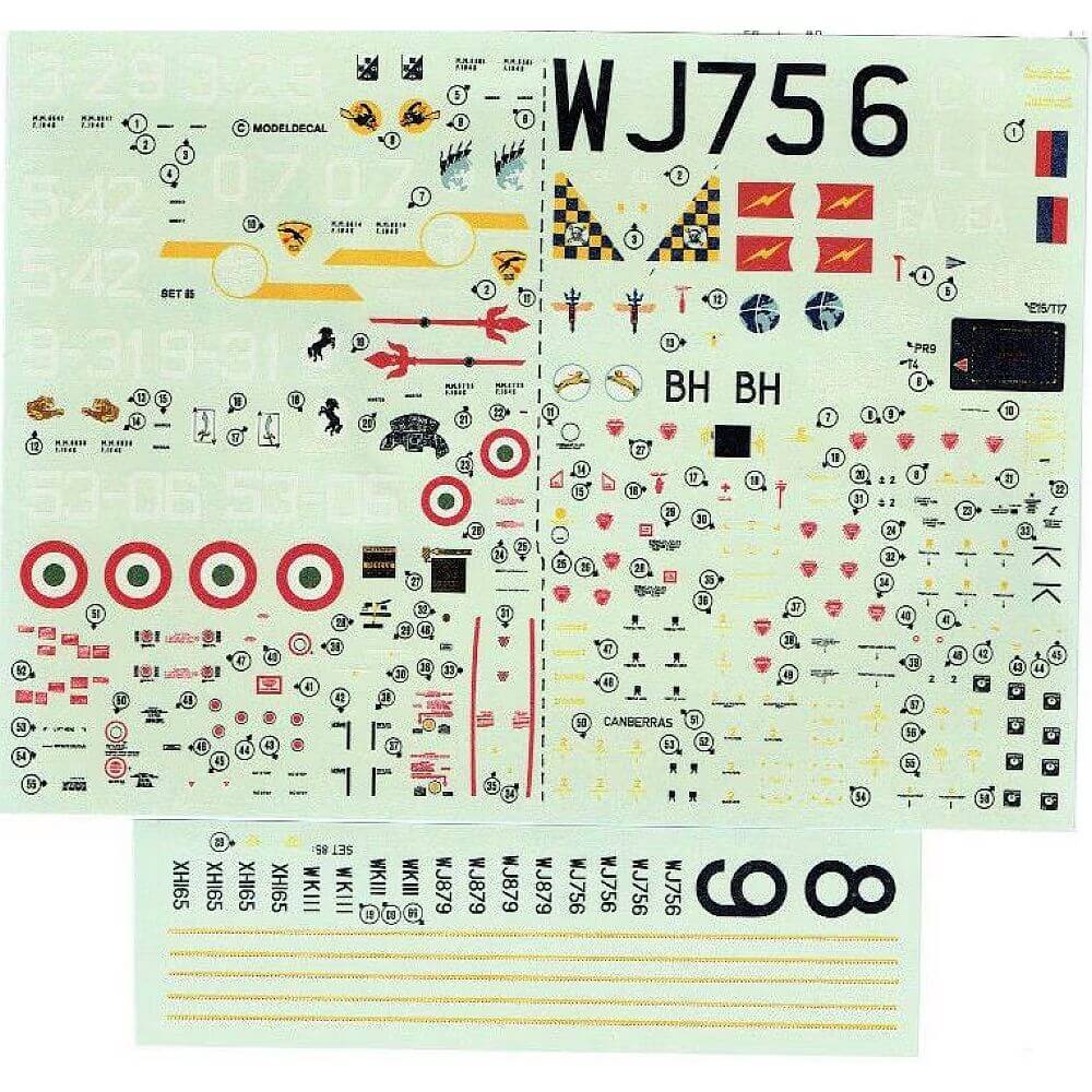 1:72 RAF Canberras, Italian A.F - F-104 Starfighters No. 85 Modeldecal