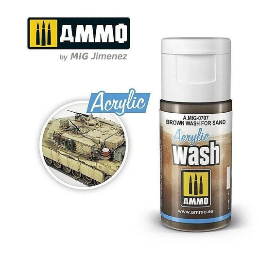 15ml ACRYLIC WASH Brown Wash for Sand A.MIG-0707 Ammo
