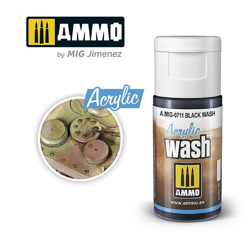 15ml ACRYLIC WASH Black Wash A.MIG-0711 Ammo