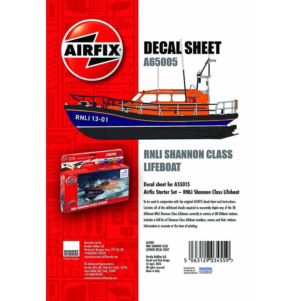 1:72 RNLI Shannon Class Lifeboat Decal Sheet A65005 Airfix