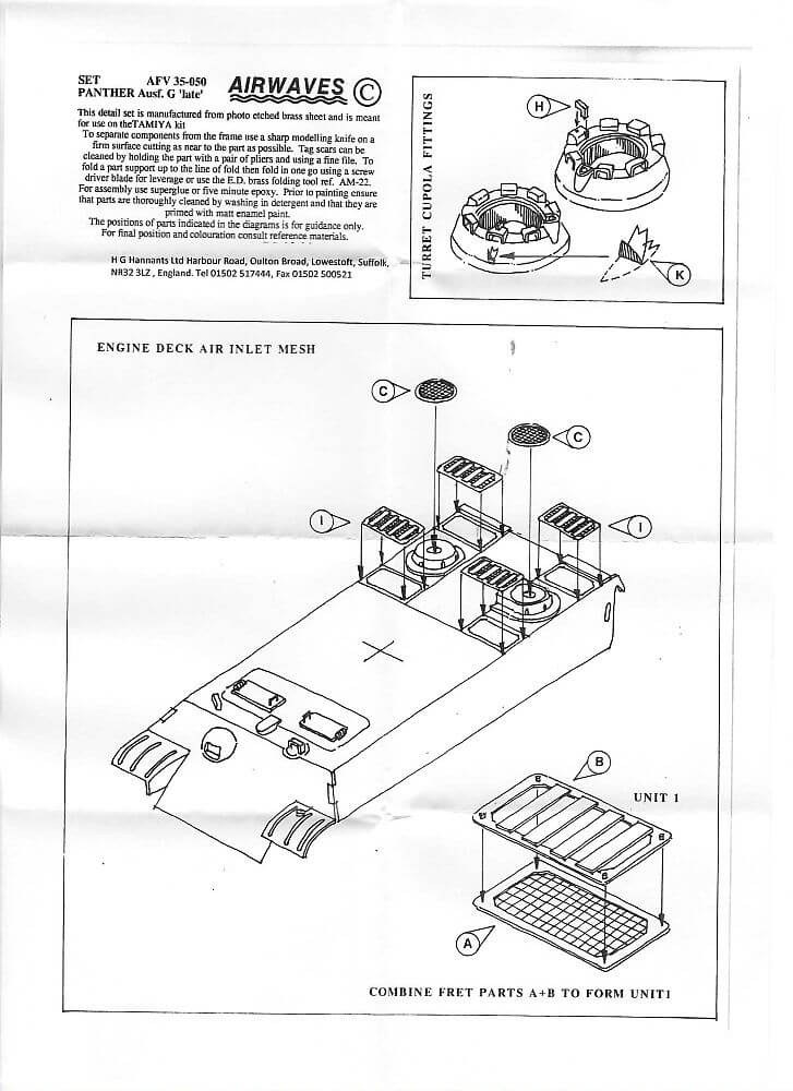 1:35 Pz.Kpfw.V Panther Grilles Late Version for Tamiya AEC35050 Airwaves