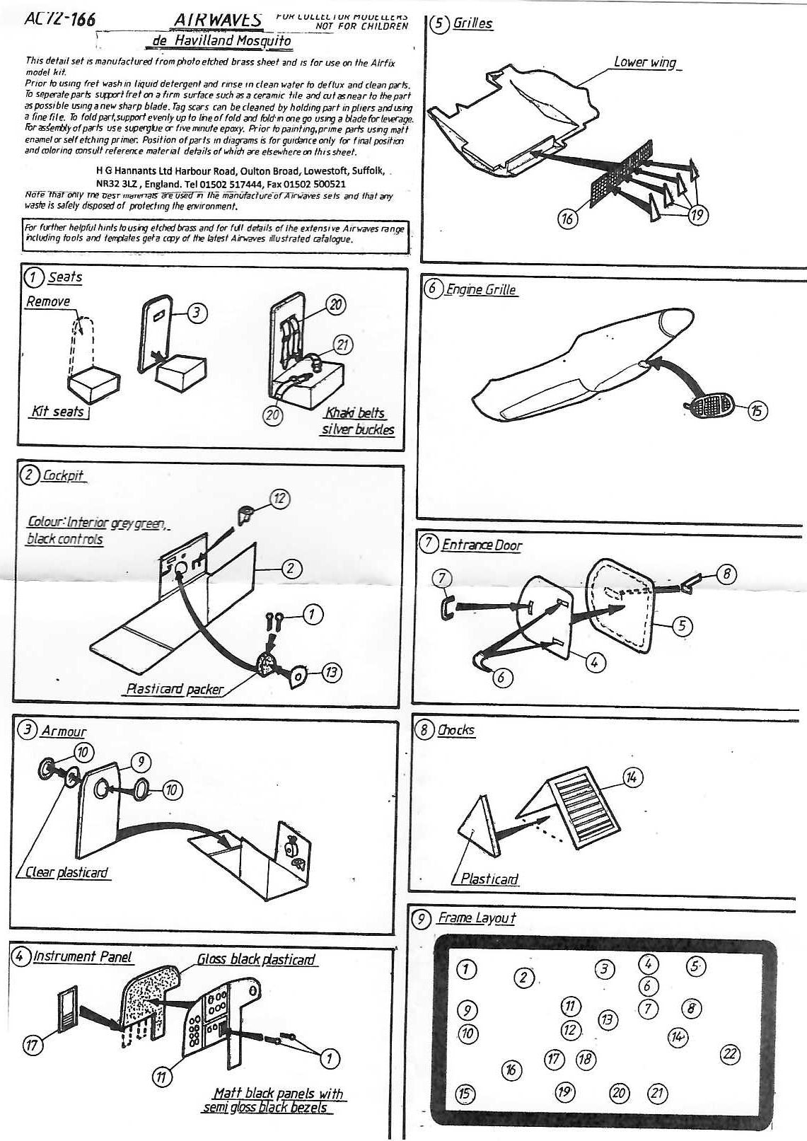 1:72 de Havilland Mosquito Detail set for Airfix AEC72166 Airwaves