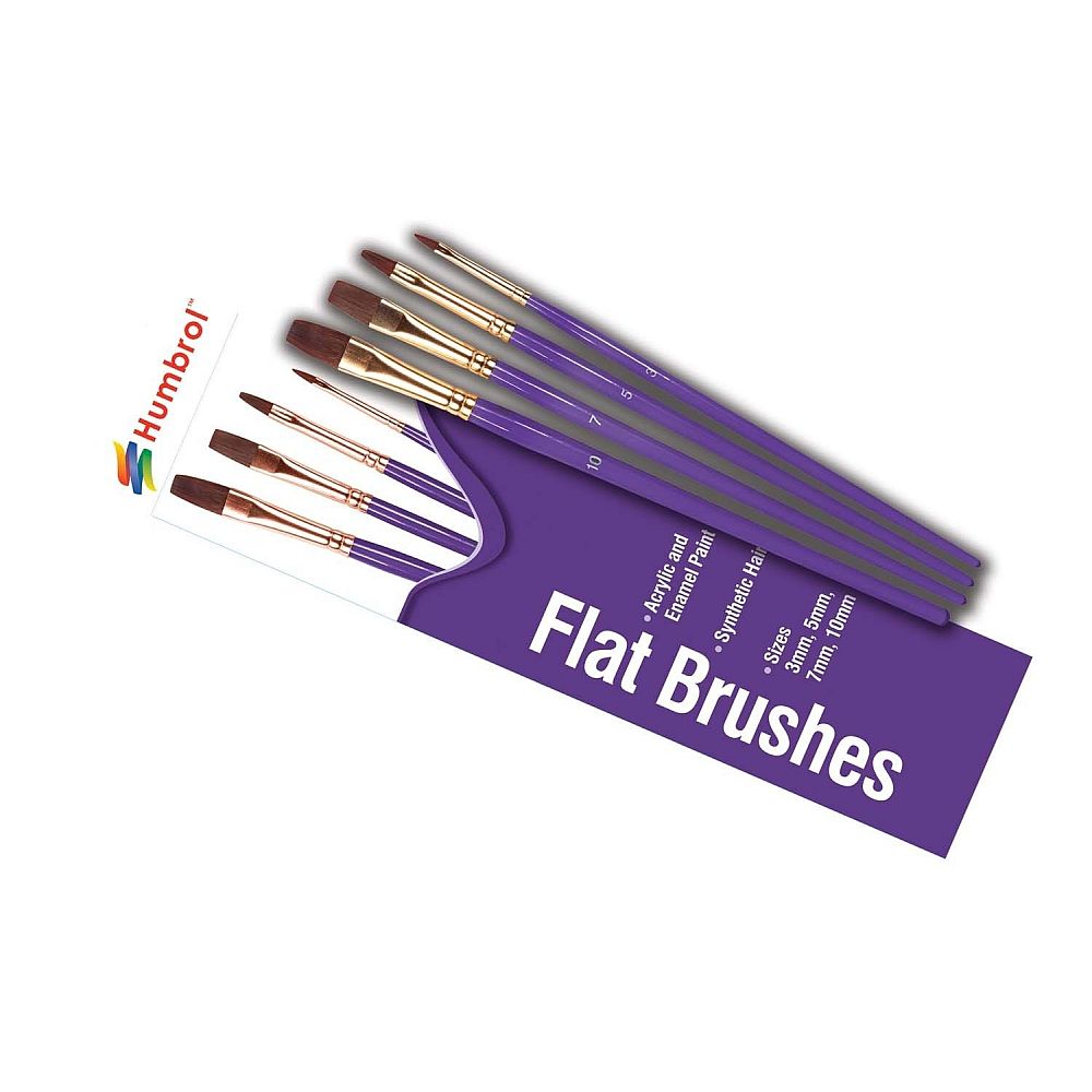 Humbrol AG4305 Flat Synthetic Hair Brush Pack 3, 5, 7 and 10