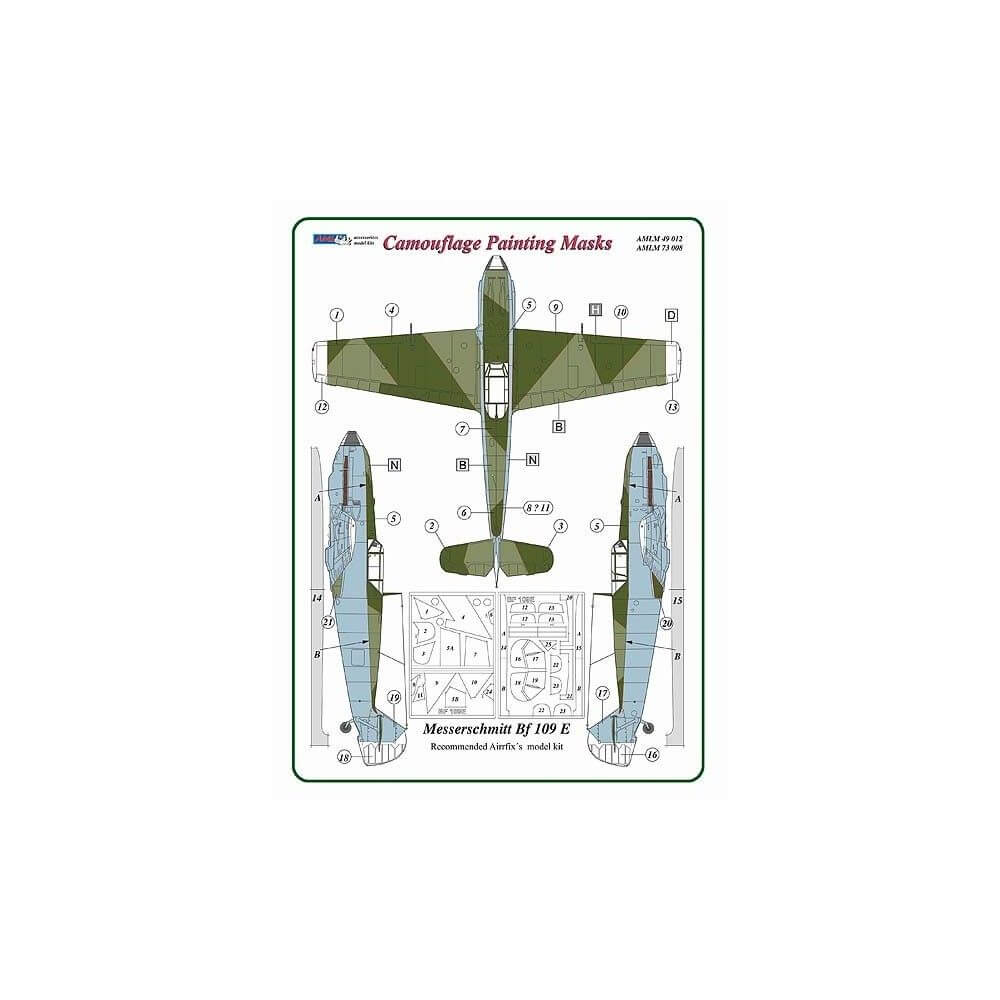 1:48 Messerschmitt Bf109E Late Camouflage Masking Set AMLM49012 AML