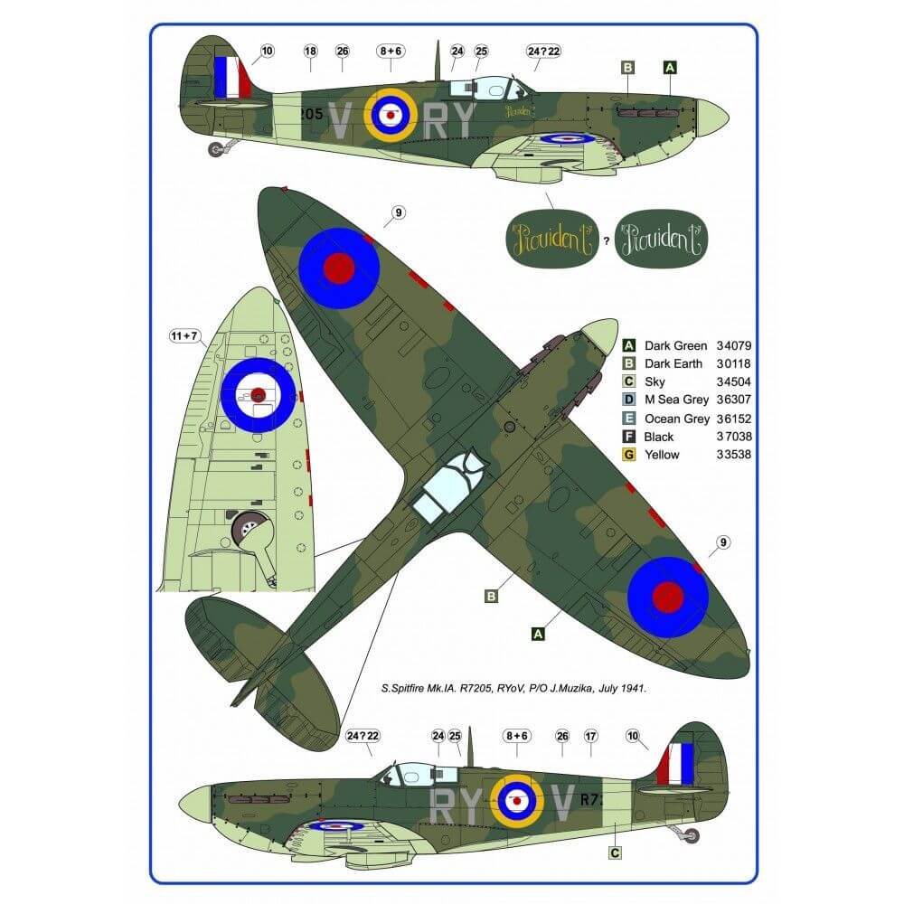 1:72 Spitfire Mk.Ia/Vb with drawings of 313th RAF Sqn AML AMLD72046