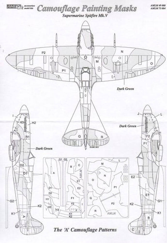 1:48 Spitfire Mk.Vb Camouflage Masks A Pattern AMLM49008 AML