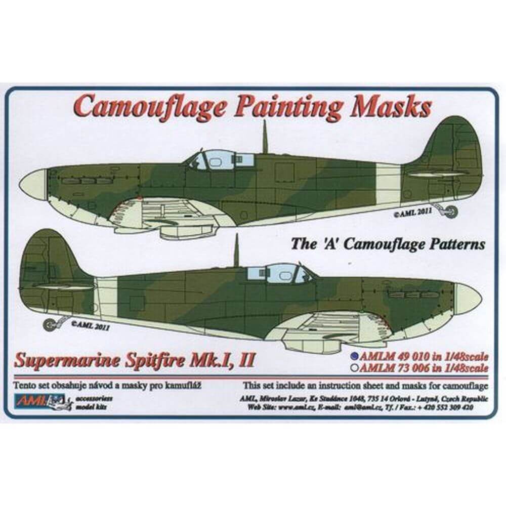 1:48 Spitfire Mk.I, Mk.II The "A" Camouflage Masking Set AMLM49010 AML