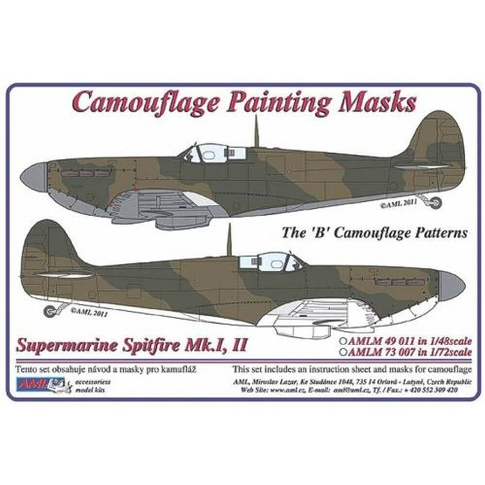 1:48 Spitfire Mk.I, Mk.II The "B" Camouflage Masking Set AMLM49011 AML