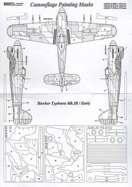 1:48 Hawker Typhoon Mk.Ib/Early Camouflage Masking Set AMLM49014 AML