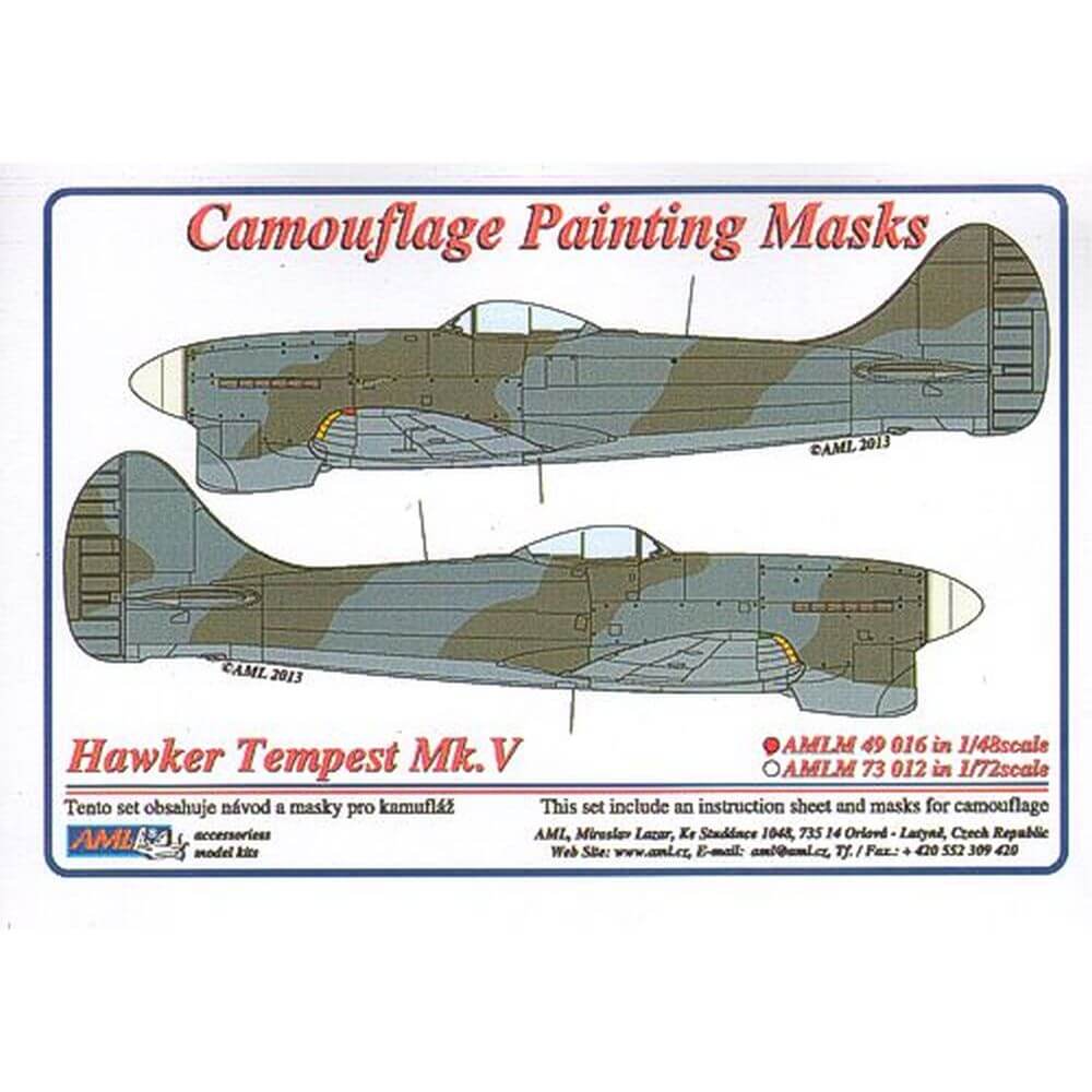 1:48 Hawker Tempest Mk.V WWII Camouflage Masking Set AMLM49016 AML