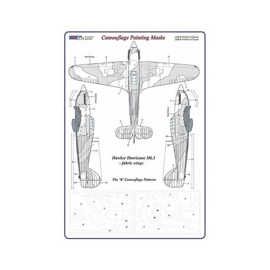 1:48 Hurricane Mk.I Fabric Wings Camouflage Masking Set AMLM49019 AML